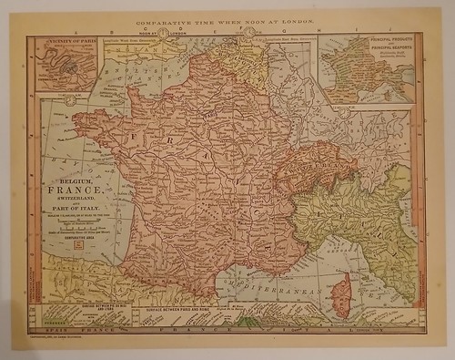 Antica mappa della francia - antica,